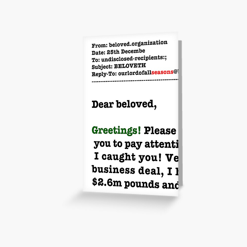 Seasons Greetings Spam Christmas Card Greeting Card
