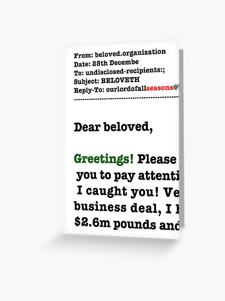 Thumbnail 1 of 2, Greeting Card, Seasons Greetings Spam Christmas Card designed and sold by LowHumour.