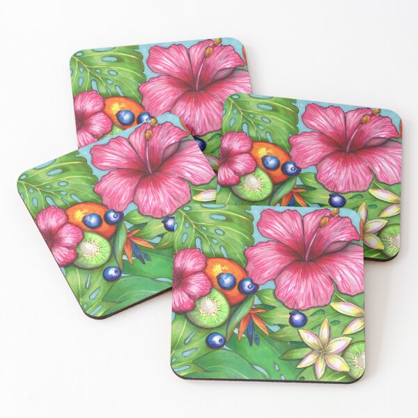 Item preview, Tropical fruit and flowers designed and sold by RebeccaOsborne.