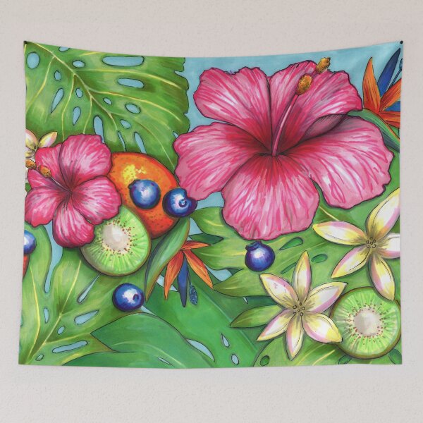 Item preview, Tropical fruit and flowers designed and sold by RebeccaOsborne.