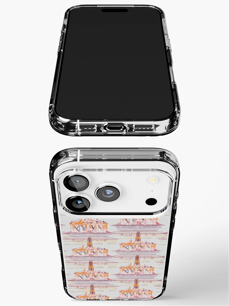 Thumbnail 3 of 5, iPhone Case, Oil Rigs At Sunset designed and sold by red-pattern.