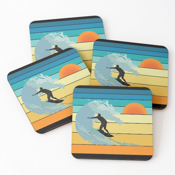 Item preview, Surfer Silhouette catching a wave at sunset gradient designed and sold by TravelScientist.
