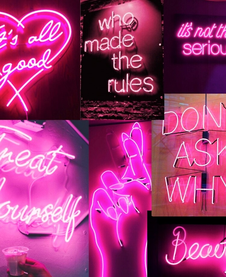 neon purple aesthetic background collage