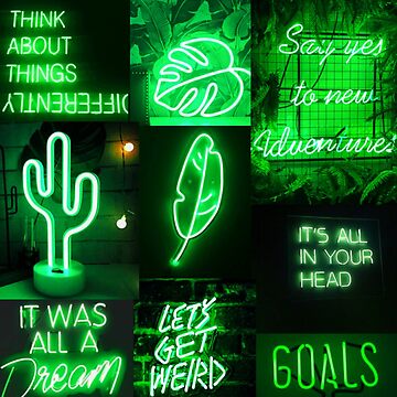 Neon green aesthetic collage