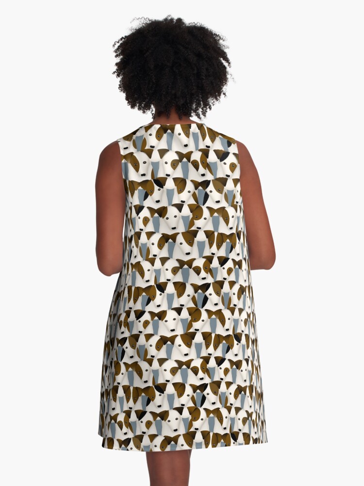 Thumbnail 3 of 4, A-Line Dress, Lots of Jack Russells funny dogs pattern designed and sold by katzdzynes.