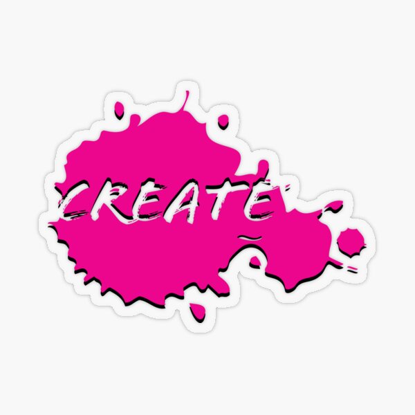 Create Paint Splatter - Bright Pink Transparent Sticker