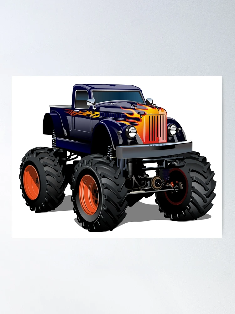 Set of monster trucks. pickup truck with big wheels Cartoon car design  ideas for boys. 14569380 PNG