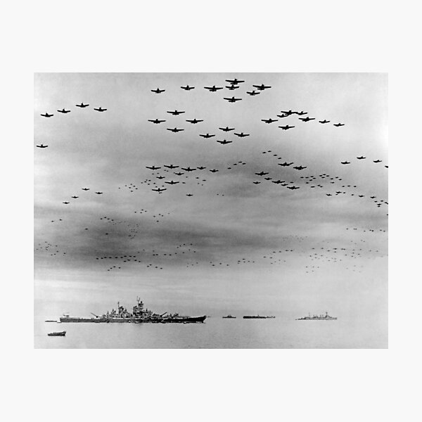 Item preview, Planes Flying In Formation Over Allied Fleets - Surrender Of Japan - 1945 designed and sold by warishellstore.