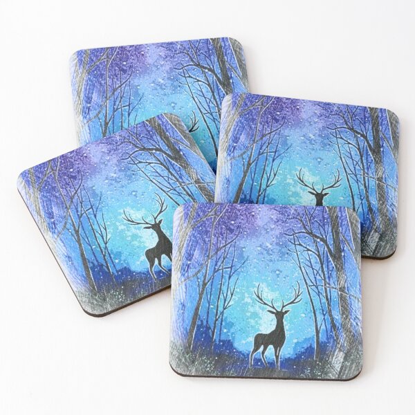 Item preview, Birch forest with deer in sillhoute designed and sold by Sonia dutta_art.