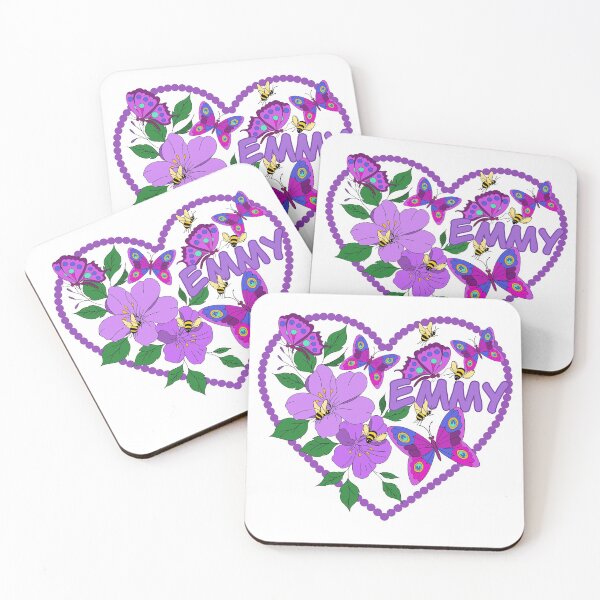 Item preview, Heart Flowers and Butterflies design with a personalized name - Emmy designed and sold by ZHD Home Decor - Apparel - Accessories.