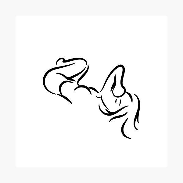 Sleepy Lady Minimalist Line Drawing Photographic Print