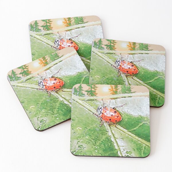 Item preview, lady bug peaking through a transparent leaf enjoy the little things designed and sold by whitedove457.