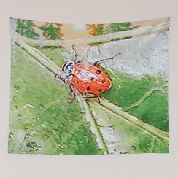 Item preview, lady bug peaking through a transparent leaf enjoy the little things designed and sold by whitedove457.