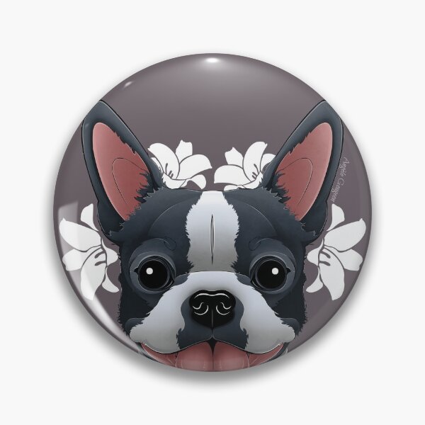 Artikelvorschau, Spähen Boston Terrier (Blumenversion) entworfen und verkauft von Angele Gougeon.
