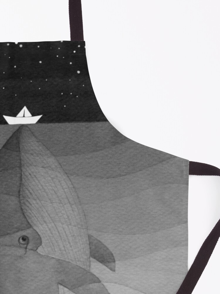 Alternate view of Whale, black & white Apron