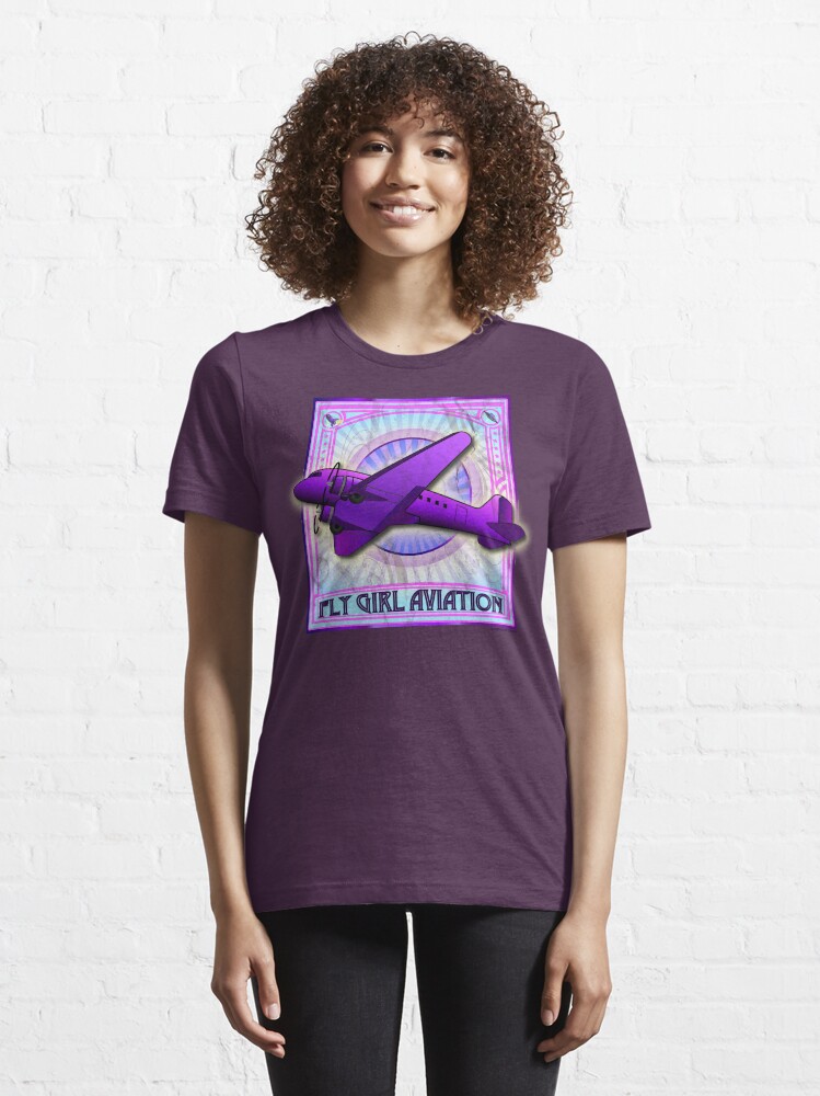 "FLY GIRL AVIATION VINTAGE AIRPLANE GEAR" Tshirt for Sale by neoPOPart