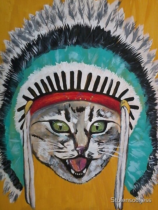 "Cat in Indian head dress " by Stolensouljess Redbubble