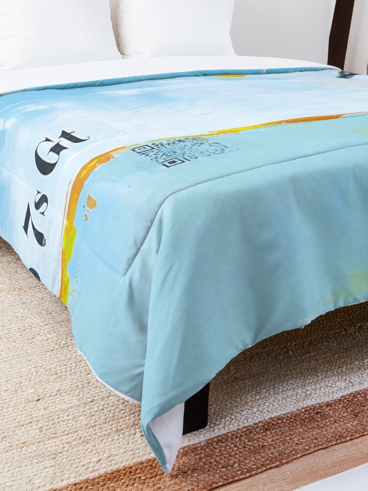 Alternate view of Picture of an original painting, blue birds Comforter
