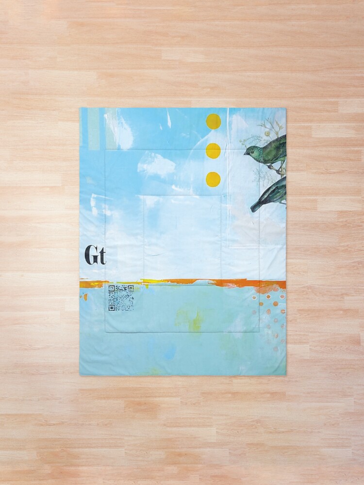 Alternate view of Picture of an original painting, blue birds Comforter