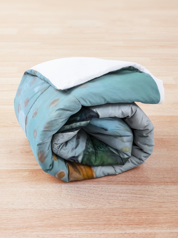 Alternate view of Picture of an original painting, blue birds Comforter