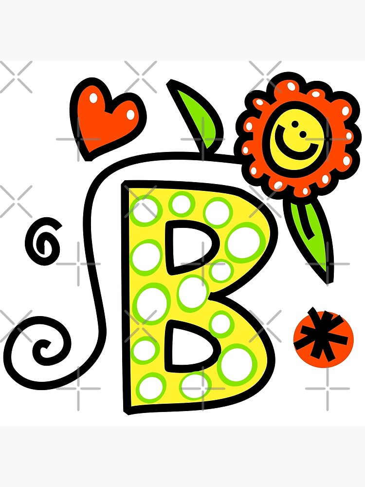 "Letter B Abc Monogram Hand Drawn Colorful Alphabet" Poster By ...