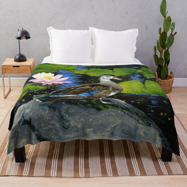 Item preview, American Wood Duck in lilly pond by Greg Hildebrandt designed and sold by spiderwebart.