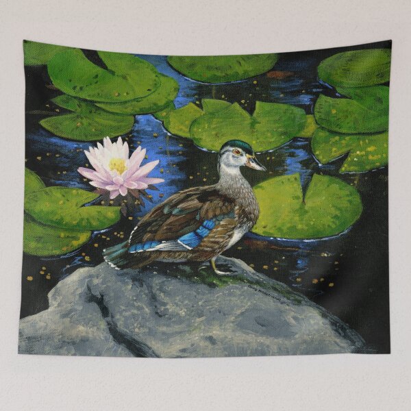 Item preview, American Wood Duck in lilly pond by  Greg Hildebrandt designed and sold by spiderwebart.