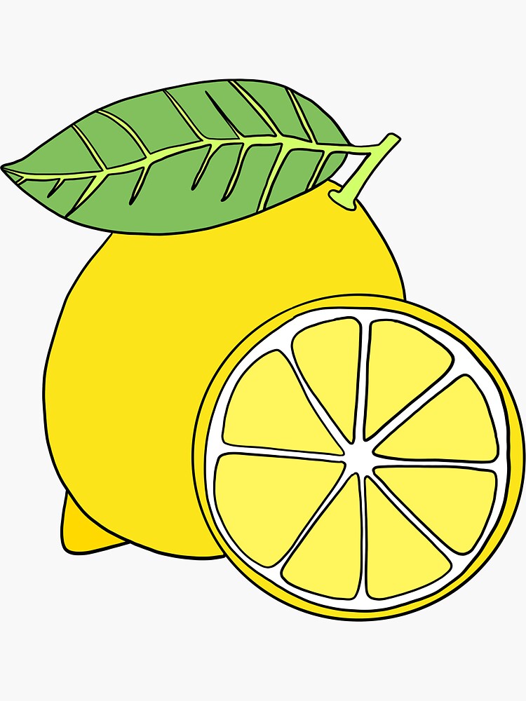 "Aesthetic Citrus Lemon Drawing" Sticker for Sale by CaitlinCerys