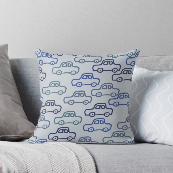 Item preview, Un patrón sin costuras con autos doodle en medios tonos azules designed and sold by Olena Ambrosova.