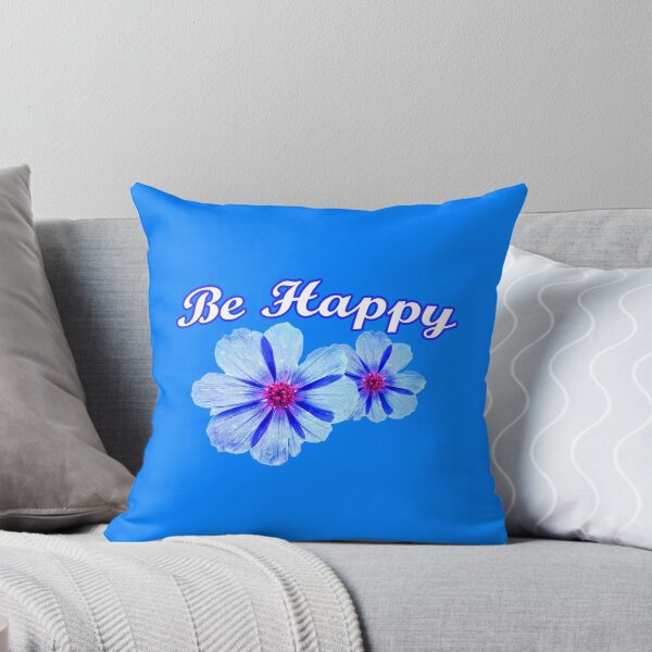 Item preview, Be Happy with blue flowers designed and sold by WearURColors.