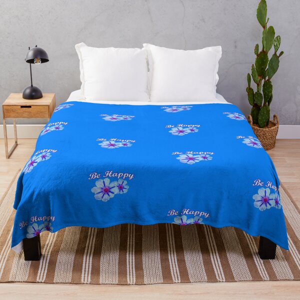 Item preview, Be Happy with blue flowers designed and sold by WearURColors.