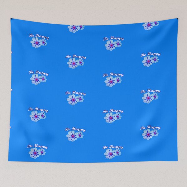 Item preview, Be Happy with blue flowers designed and sold by WearURColors.