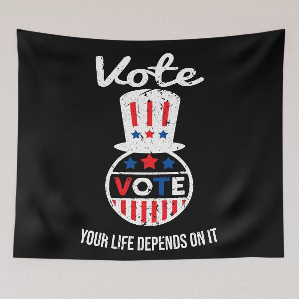 Item preview, Vote Your Life Depends On It Vintage American Flag designed and sold by 2MDesign.