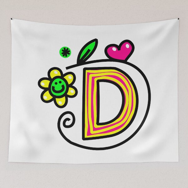 Item preview, Letter D abc monogram hand drawn colorful alphabet designed and sold by funwithletters.