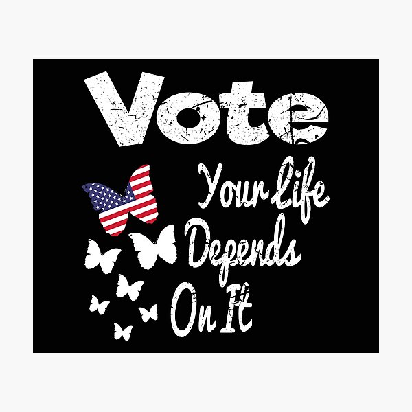 Item preview, Vote Your Life Depends On It beautiful butterflies Vintage American Flag designed and sold by 2MDesign.