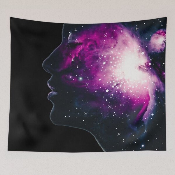 Item preview, purple galaxy women face deep in thought  designed and sold by nerobi.