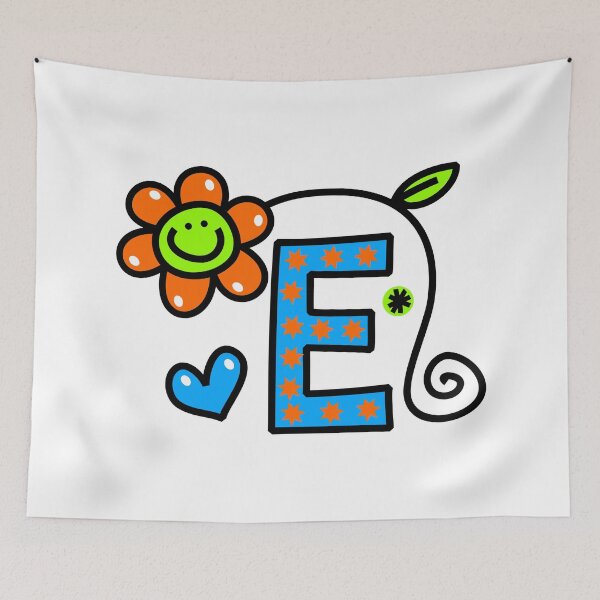 Item preview, Letter E abc monogram hand drawn colorful alphabet designed and sold by funwithletters.