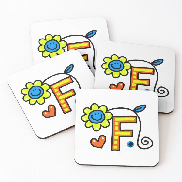 Item preview, Letter F abc monogram hand drawn colorful alphabet designed and sold by funwithletters.