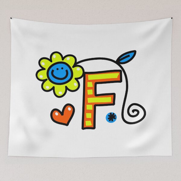 Item preview, Letter F abc monogram hand drawn colorful alphabet designed and sold by funwithletters.