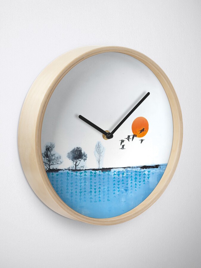 Alternate view of Picture of an original painting, skyline Clock