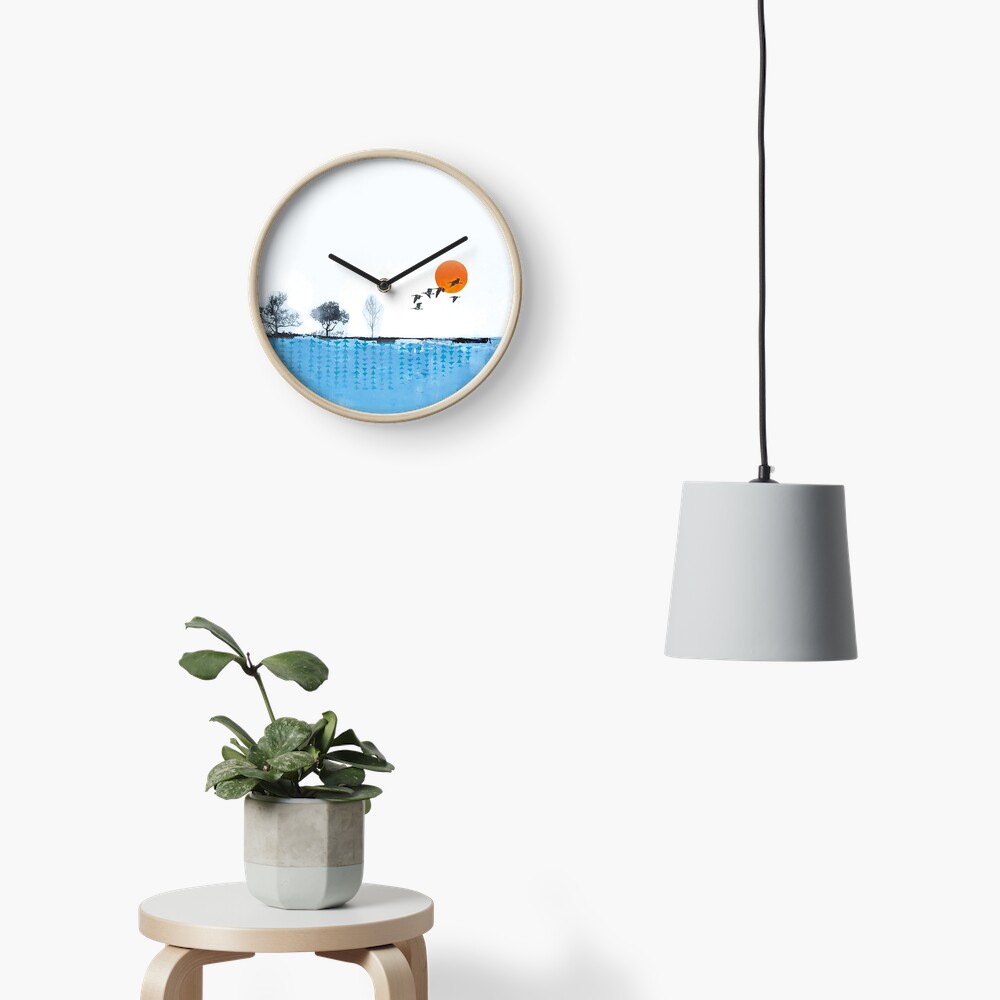 Picture of an original painting, skyline Clock