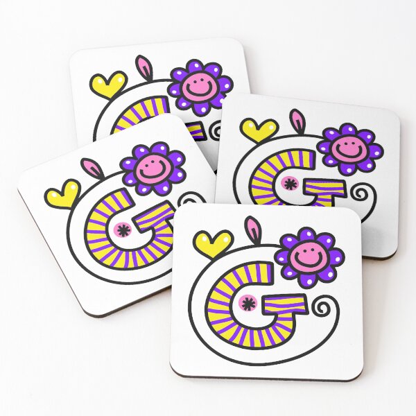 Item preview, Letter G abc monogram hand drawn colorful alphabet designed and sold by funwithletters.