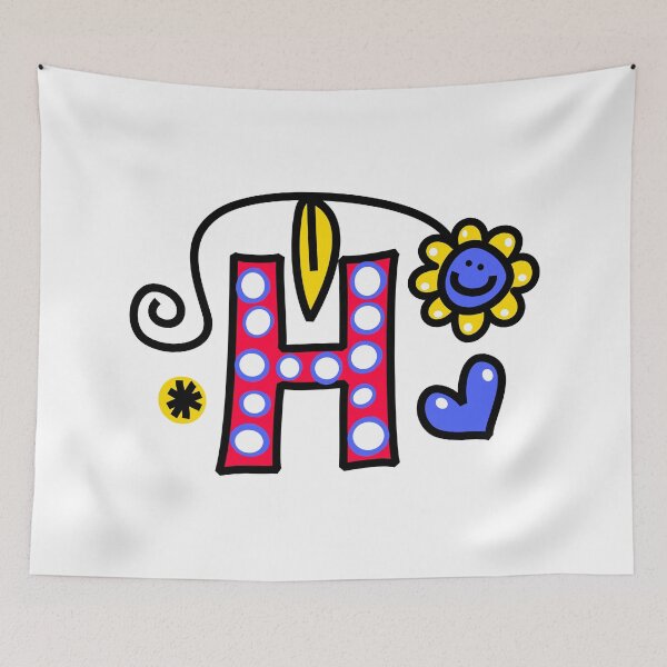 Item preview, Letter H abc monogram hand drawn colorful alphabet designed and sold by funwithletters.