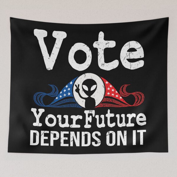Item preview, Vote Your Future Depends On It Aliens Vote Vintage American Flag designed and sold by 2MDesign.