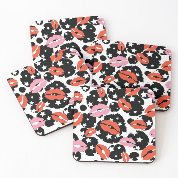 Item preview, red kissable lips pattern with white stars designed and sold by nerobi.