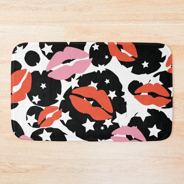Item preview, red kissable lips pattern with white stars designed and sold by nerobi.