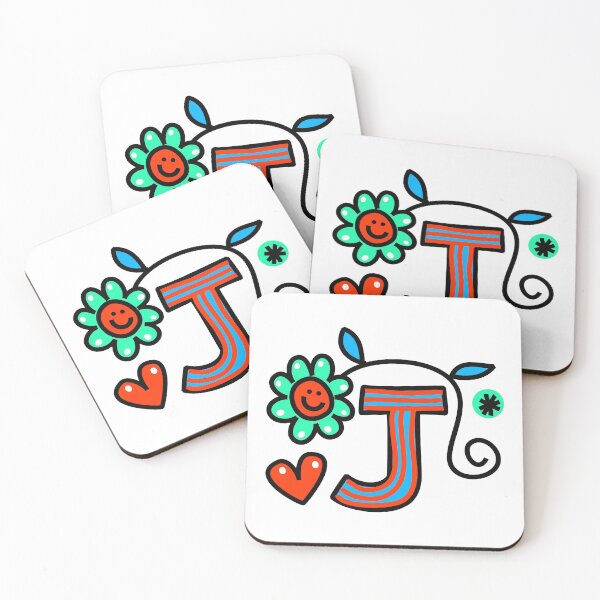 Item preview, Letter J abc monogram hand drawn colorful alphabet designed and sold by funwithletters.