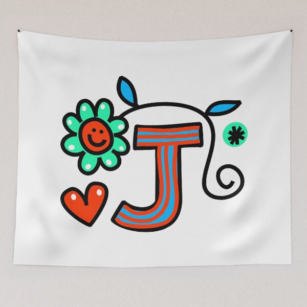 Item preview, Letter J abc monogram hand drawn colorful alphabet designed and sold by funwithletters.