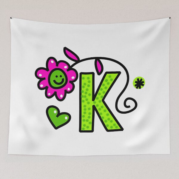 Item preview, Letter K abc monogram hand drawn colorful alphabet designed and sold by funwithletters.