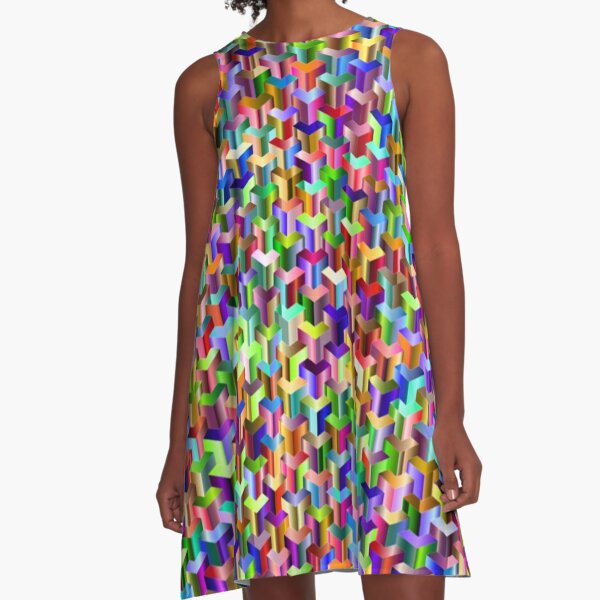 Clothing, Visual Psychedelic Art, Easy Optical ILLusion Tessellation A-Line Dress